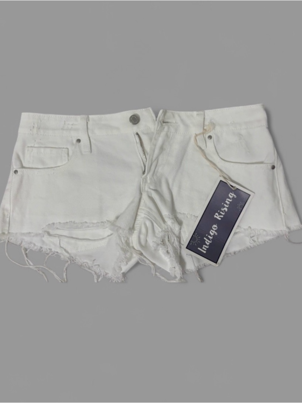 White Distressed Denim Shorts